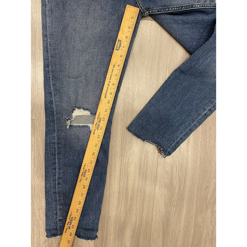 RE/DONE Jeans Womens 30 Blue 90s High Rise Ankle Crop Button Fly Distressed Blue - Picture 5 of 10